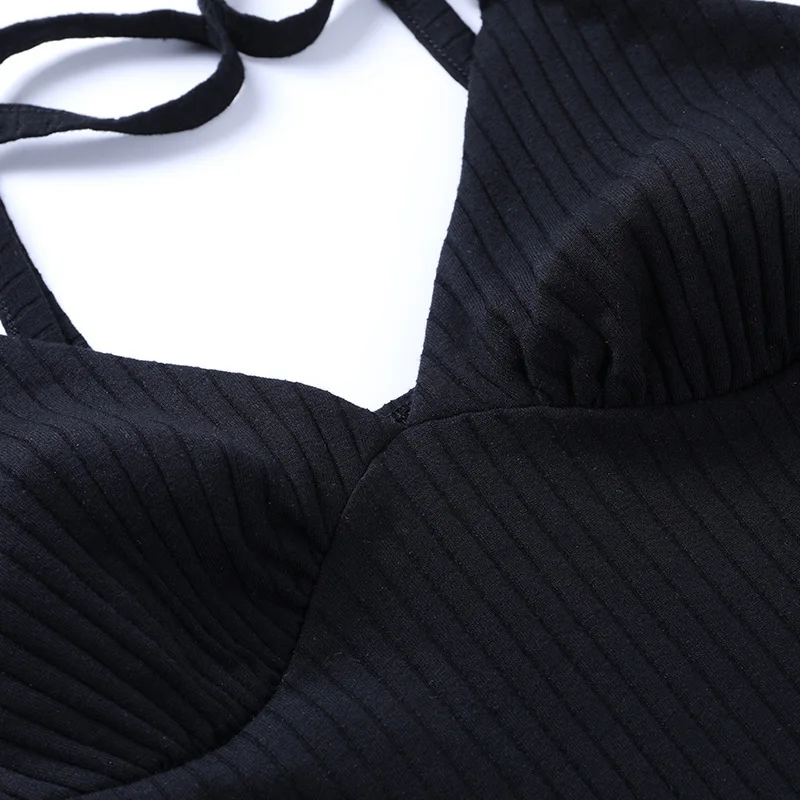 

Viifaa Spaghetti Strap V-Neck High Waist Knitted Black Bodycon Midi Dresses for Women Split Side Sexy Party Wear