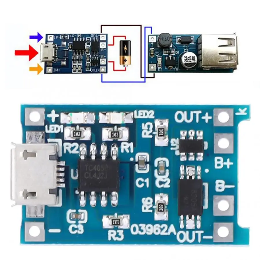 10 шт. 5В 1а Micro USB 18650 литиевый LiPo аккумулятор для зарядки защитная плата зарядное