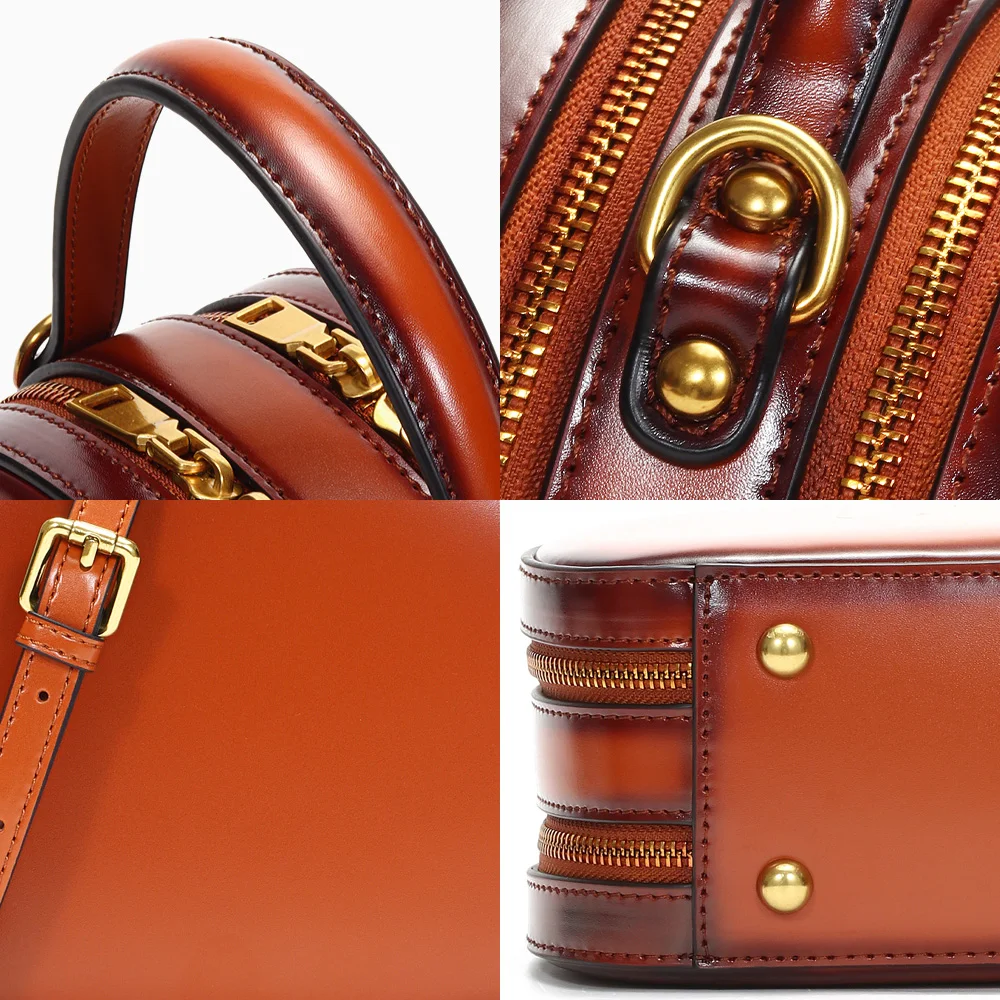 

LIKETHIS 2021 Vintage Women's Handbag New Fashion Design Genuine Leather Top-Handle Crossbody Bag Small Ladies Shoulder Bags Sac