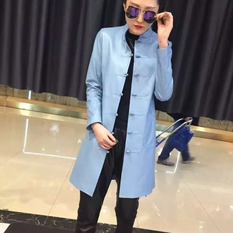 Женская куртка из натуральной кожи осенняя приталенная овечьей шкуры китайские