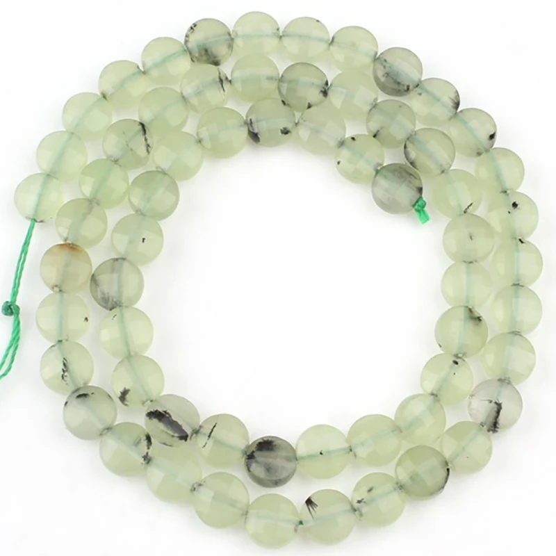 6x6 мм граненые бусины из зеленого камня плоские круглые широкие для