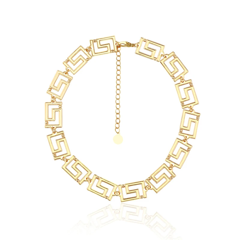 

Luokey 2021 New Fashion Vintage Hollow Choker Necklaces For Women Geometric Gold Color Gothic Punk Collar Bijoux Femme Wholesale