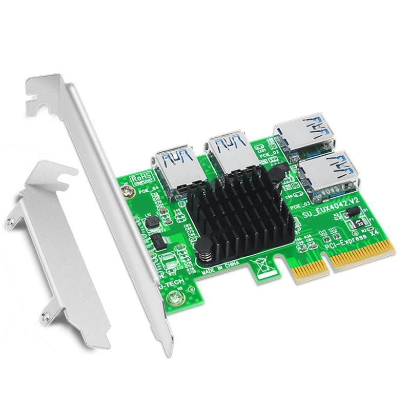 

Карта расширения SSU PCI Express от 1 до 4, переходная карта PCI-E до PCI-E, адаптер PCI-E от 4 до 4 портов USB 3,0, карта расширения для майнинга биткоинов BTC