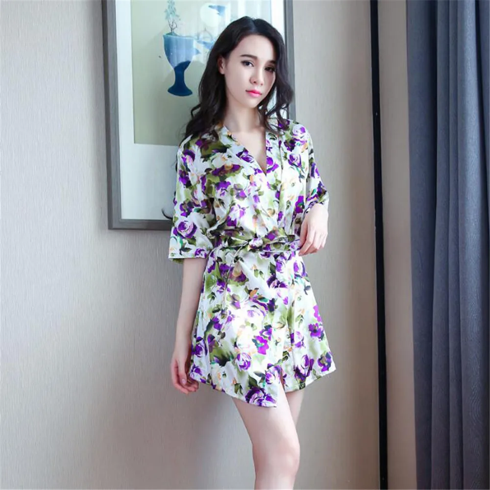 Цветочный кардиган в китайском стиле женский халат сексуальное нижнее белье