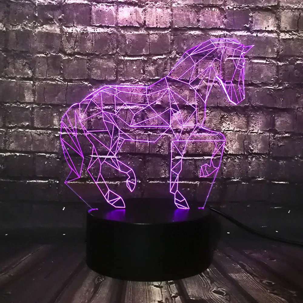 Детская 3d-лампа Pentium horse светодиодная лампа с USB для украшения дома меняющая