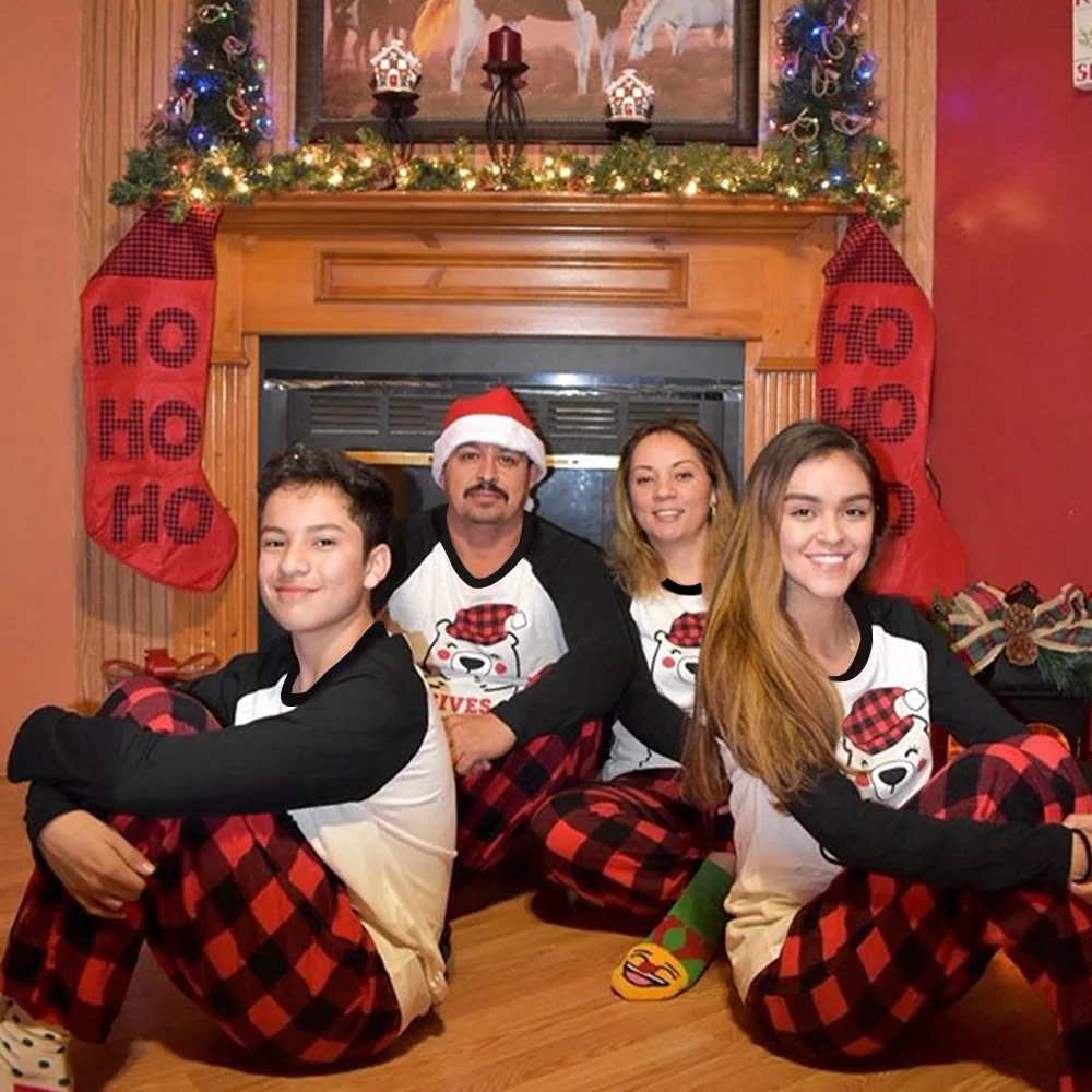 Повседневный семейный домашний костюм Рождественская пижама с длинными