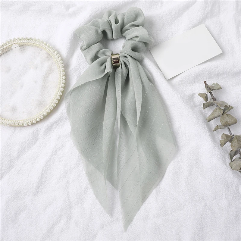 

Solid Chiffon Scrunchies For Women Elastic Hair Bands Streamers Bow Hair Scarf Hair Rope Ties Fashion Hair Accessories