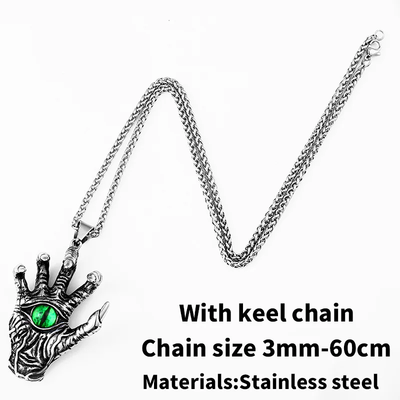 LHP095 BEIER модное ожерелье с подвеской в виде лапы из нержавеющей стали с зеленым сглаза для мужчин панк-рок ювелирные изделия дропшиппинг LHP095 - Окраска металла: LHP095