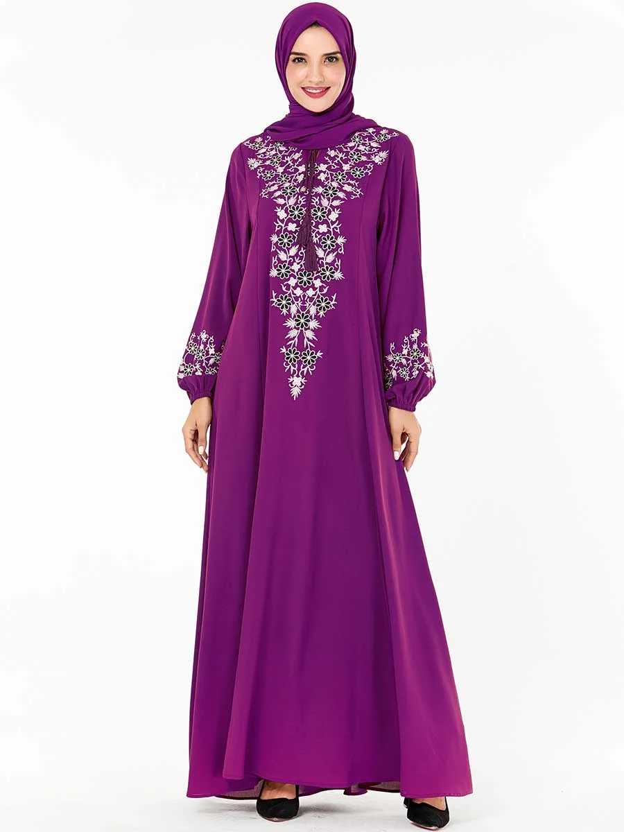 BNSQ женское мусульманское платье одежда женщин мусульманских стран Jilbab вышивка, Макси-платье плюс размер Турция Кафтан марокканский индонезийский пакистанский