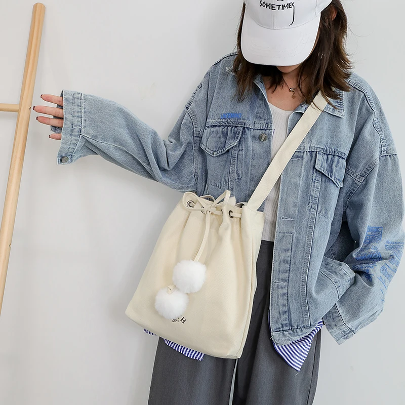 Новая тканевая сумка ведро на шнурке женская тоут хлопковая Холщовая Сумка одно