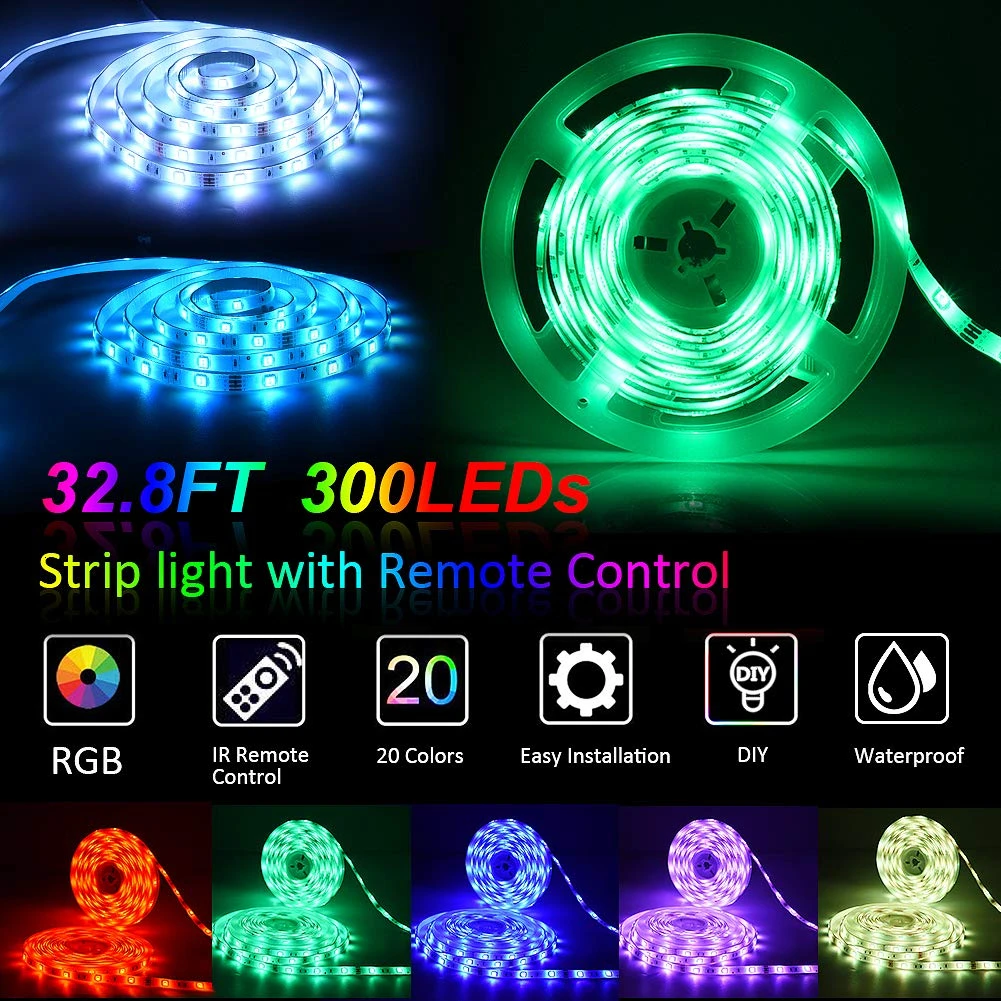 Binval RGB светодиодный 10 м Светодиодные полосы света музыкальной синхронизации Цвет Изменение 20/24/44-клавишным ИК-пульт дистанционного управления для дома вечерние для дома и улицы