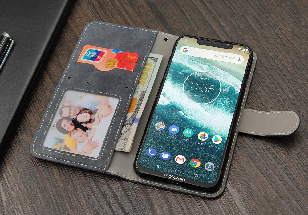 Роскошный Винтажный чехол для Motorola One power Moto G7 Z3 Play P30 Note Play, чехол-книжка из кожи, деловой силиконовый чехол-кошелек из ТПУ