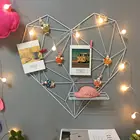 Настенный подвесной стеллаж в форме сердца, металлический стеллаж для почтовых открыток, фотографий, настенные декоративные полки для спальни, кафе