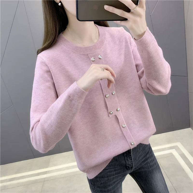 

Room 208716 on 3 row 4 】 make round collar pure color landscape buckle pullovers [1015] 53
