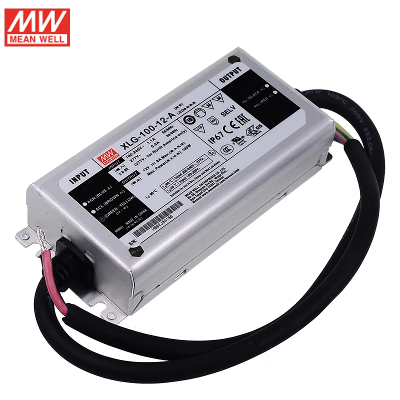 Светодиодный драйвер MEAN WELL XLG 100 Вт 12 В 24 мА светодиодный источник питания с