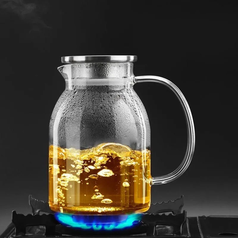 

Большой Вместительный сверхмощный чайник, стеклянный кувшин с крышкой из нержавеющей стали, бытовой чайник, прозрачный кувшин для горячего...