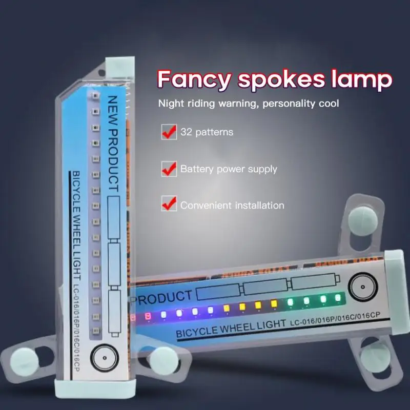 

Mountain Bike Wheel Light Funds Double Sided 32 LED Colorful Figure 32 Spoke Lights Warning Light Tire Signal Reflective Light