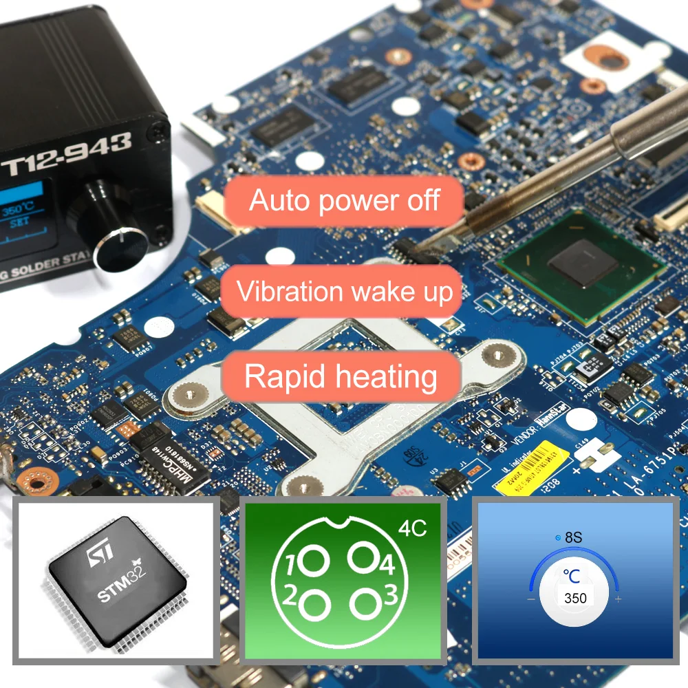 Мини T12-943 OLED-STM32 1,3 дюймов цифровой дисплей паяльная станция DC версия электронный сварочный Утюг с M8 металлической ручкой K наконечник