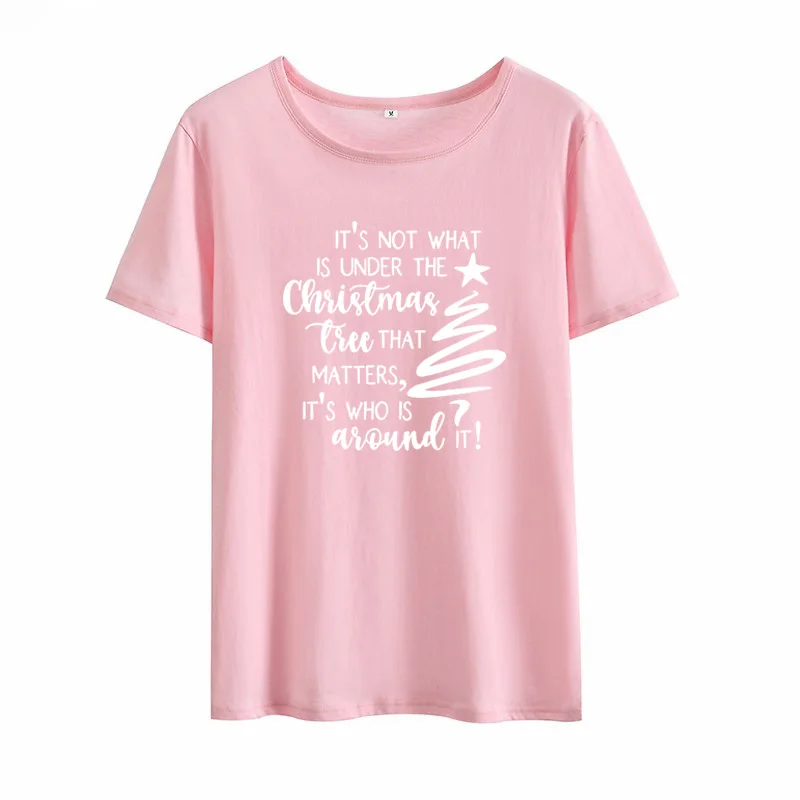 Женская футболка с принтом рождественской елки летняя коротким рукавом и