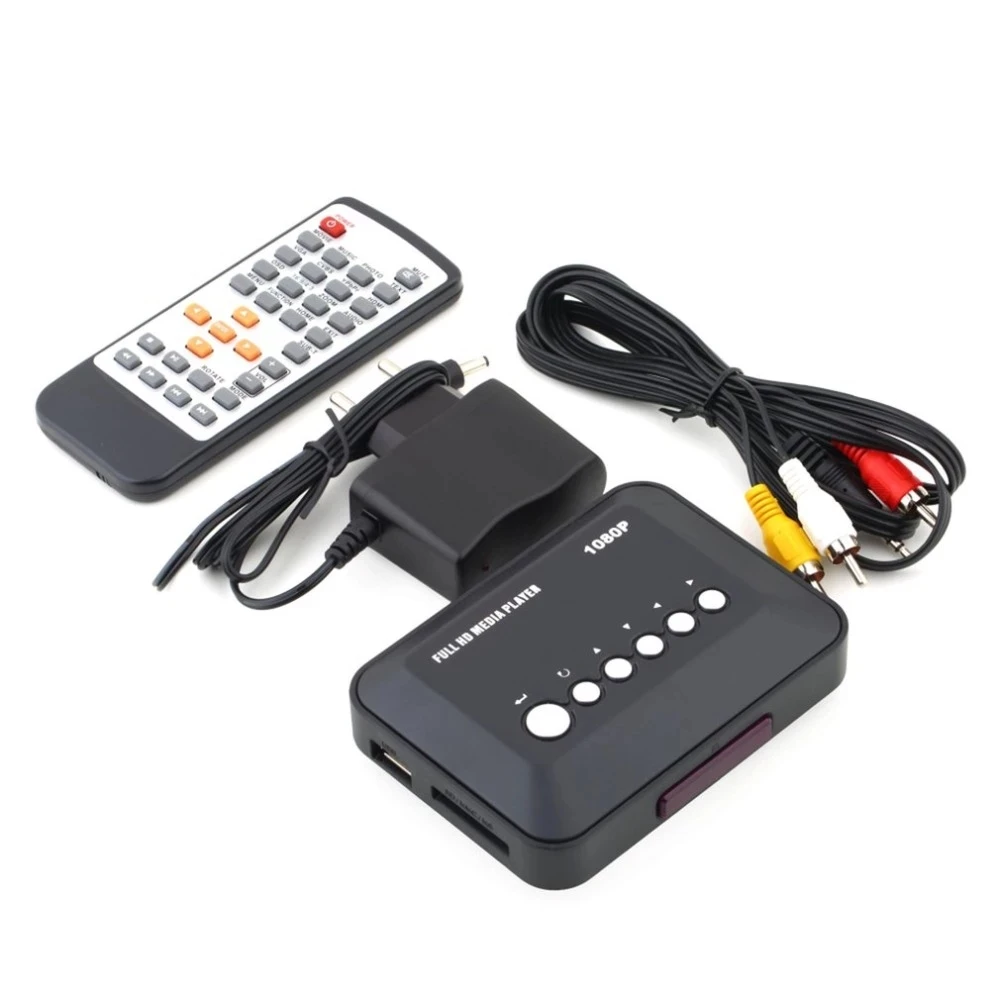 USB 2.0 1080P HD SD/MMC TV Videos SD MMC RMVB MP3 5V 2A Multi TV USB HDMI-compatible Media Player Box with IR Remote Controller
