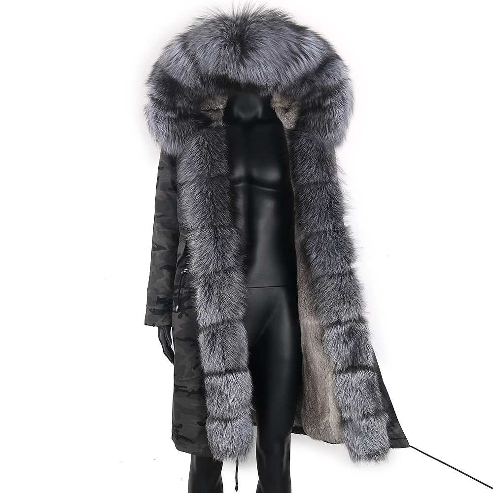 

Men Winter Jacket 2021 New X-Long Coat Parkas Real Rabbit Fur Liner Natural Raccoon Fur Collar Thick Outerwear Streetwear
