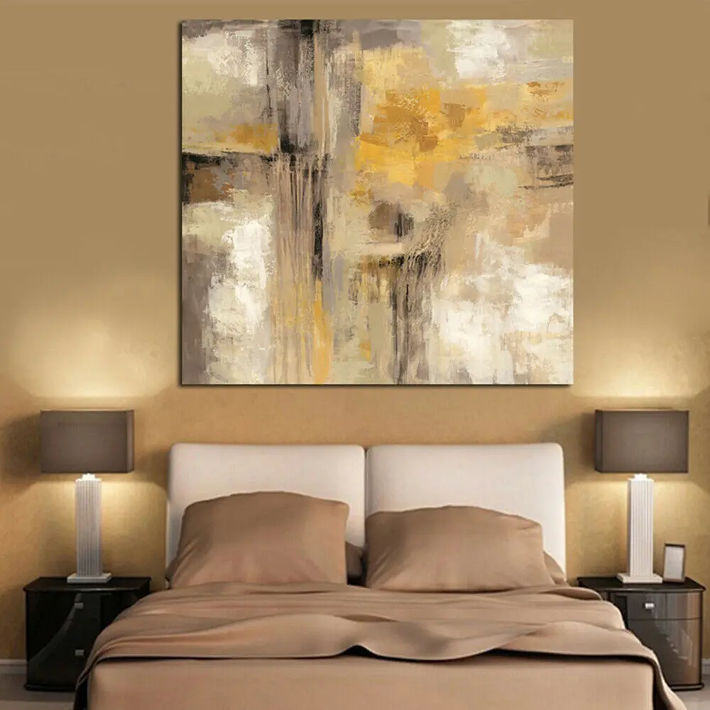 

Hand Painted Oil Paintings On Canvas Abstract Yellow Home Decor Poster