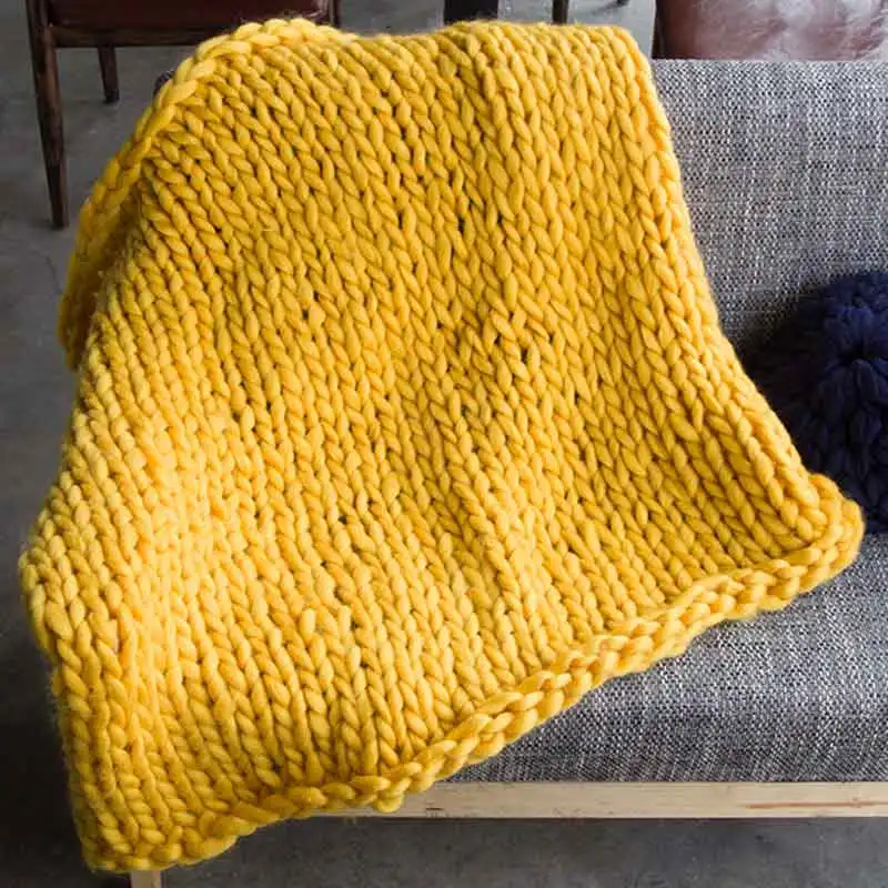 Толстое трикотажное одеяло ручной работы из толстой шерсти объемное супер