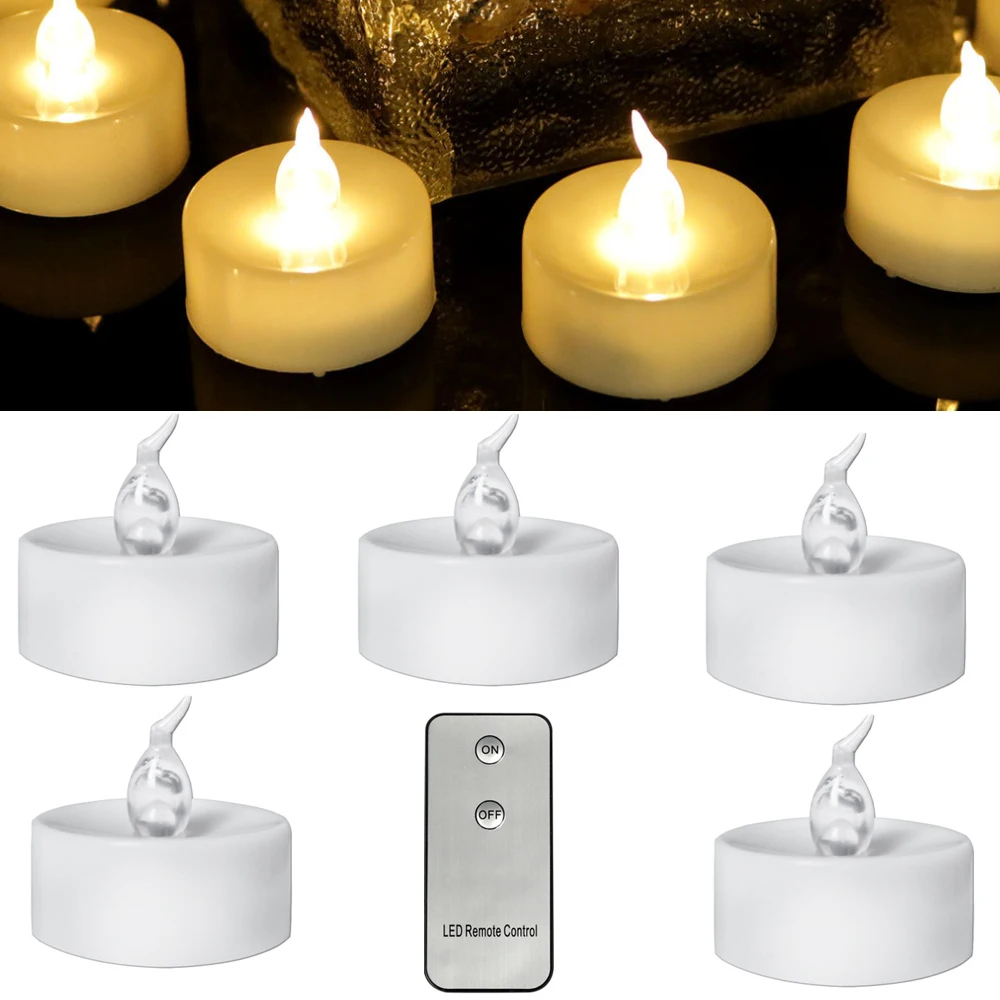 

12PC Electric Hollow paper bag Candle Light Remote Flicker LED Tea Light Battery Operated Travel Night Lamp DIY Lighting Decors