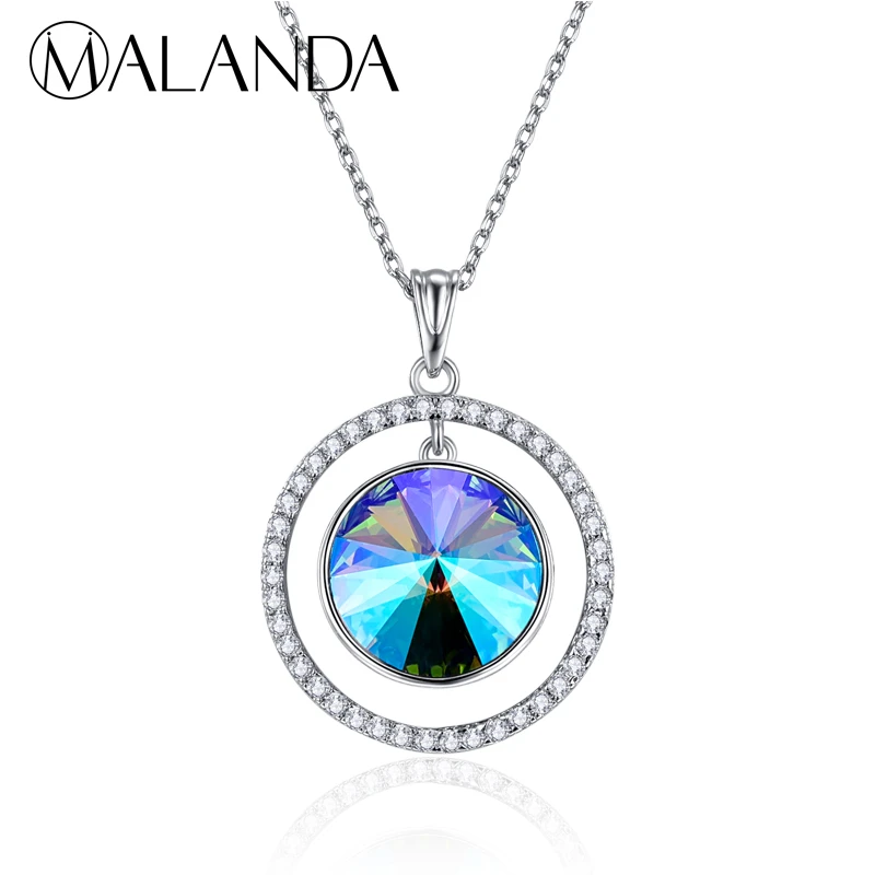 Настоящие кристаллы от Swarovski Rivoli камень ожерелье для женщин Мода Круглый