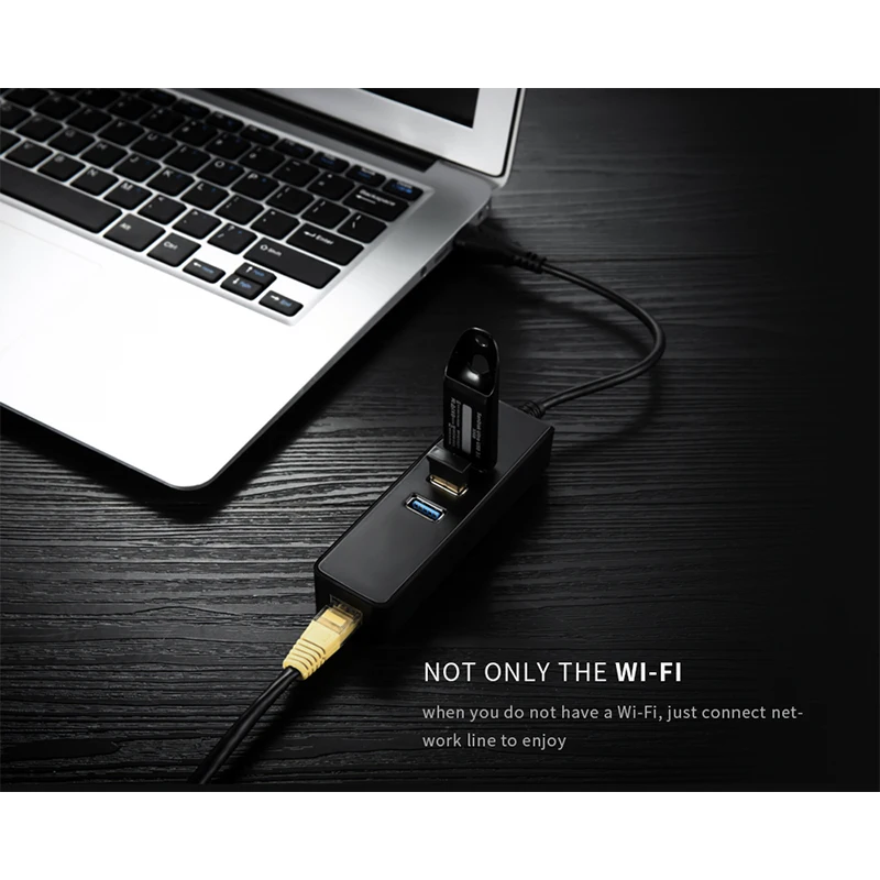 Адаптер Ethernet с 3 портами USB 0 100/1000 Мбит/с на RJ45| |