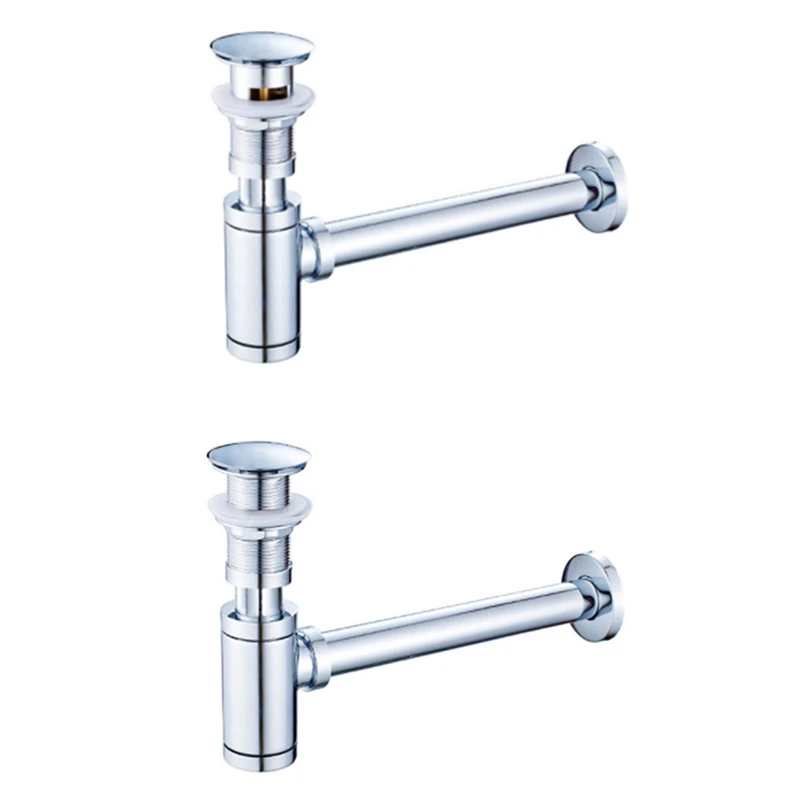 Bathroom Basin Bottle Trap Up Drain Stopper with Overflow Sink Kit Siphon Waste P-TRAP Chrome |