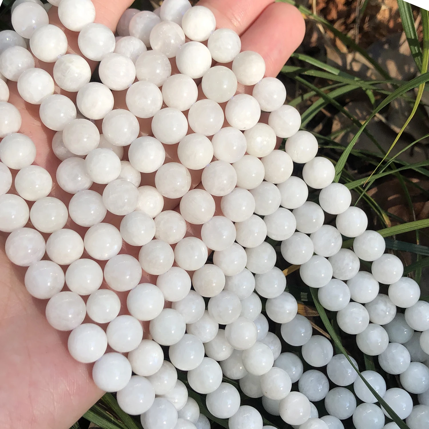 

Натуральные Гладкие бусины из лунного камня, круглые бусины-разделители для изготовления ювелирных изделий, 15 дюймов, 6/8/10 мм, бусины «сдела...