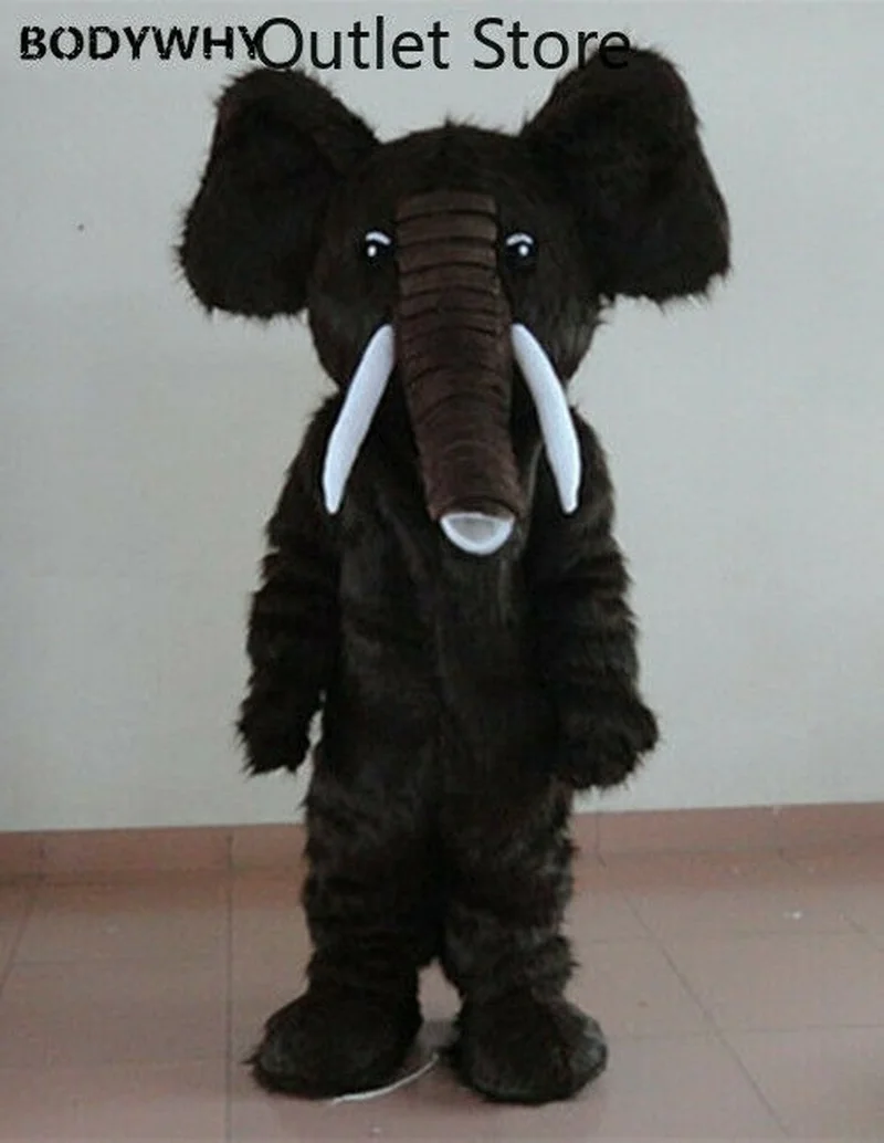 

Long Fur Elephant Mascot Fursuit Halloween Cartoon Cosplay Costume Party Xmas Carnival Dress-up Outfit Furry Costume