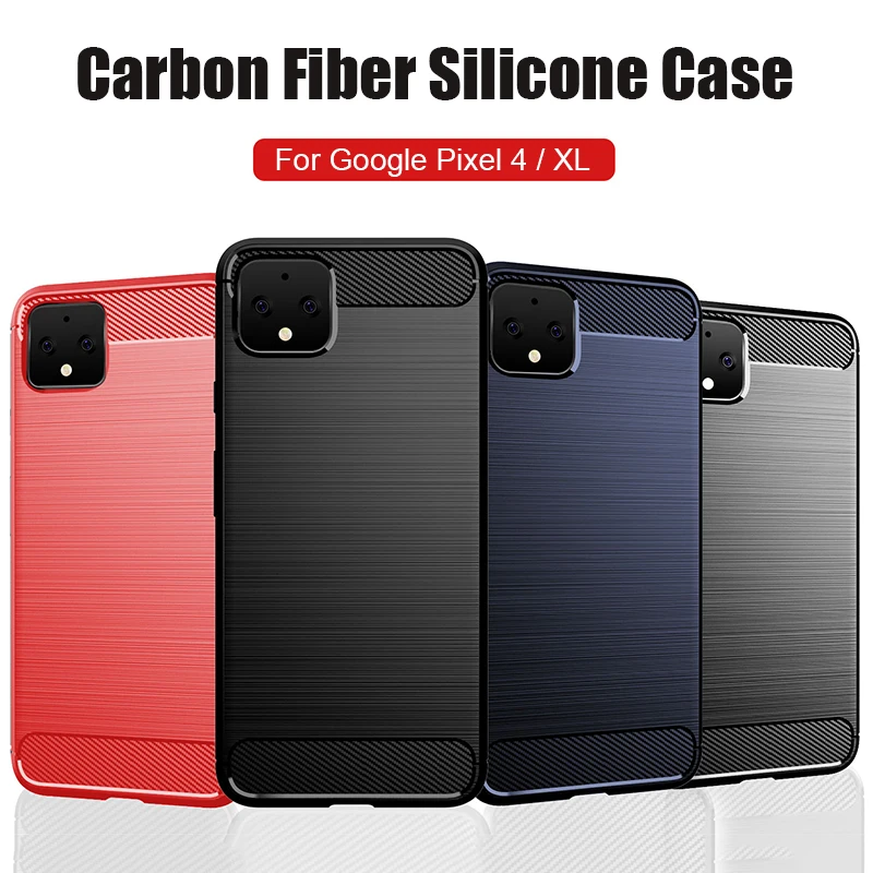 Чехол для Google Pixel 4 XL противоударный мягкий бампер из матового углеродного