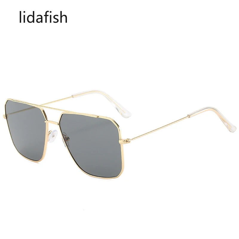 

lidafish Fashion Pilot Sunglasses Big Frame Sunglasses Women Metal Frame Material Gradient Ocean Lens Glasses