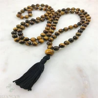8mm tigers eye gemstone 108 beads tassels mala necklace wristband wrist meditation yoga energy cuff spirituality bless