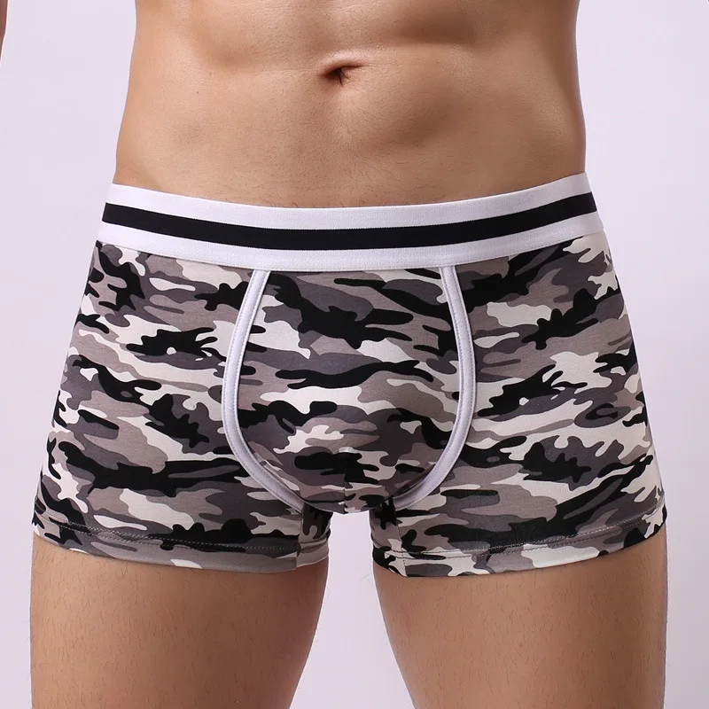 Камуфляжные шорты боксеры с принтом Мужские дышащие удобные трусы нижнее белье