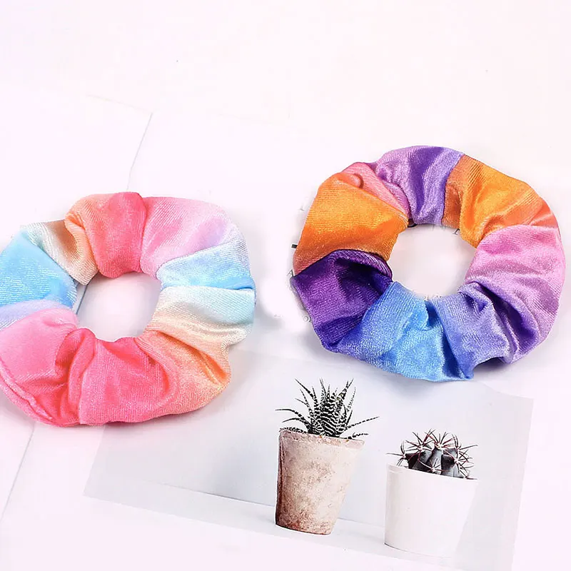 1 шт. бархатные резинки для волос женщин и девочек эластичные радужные мягкие