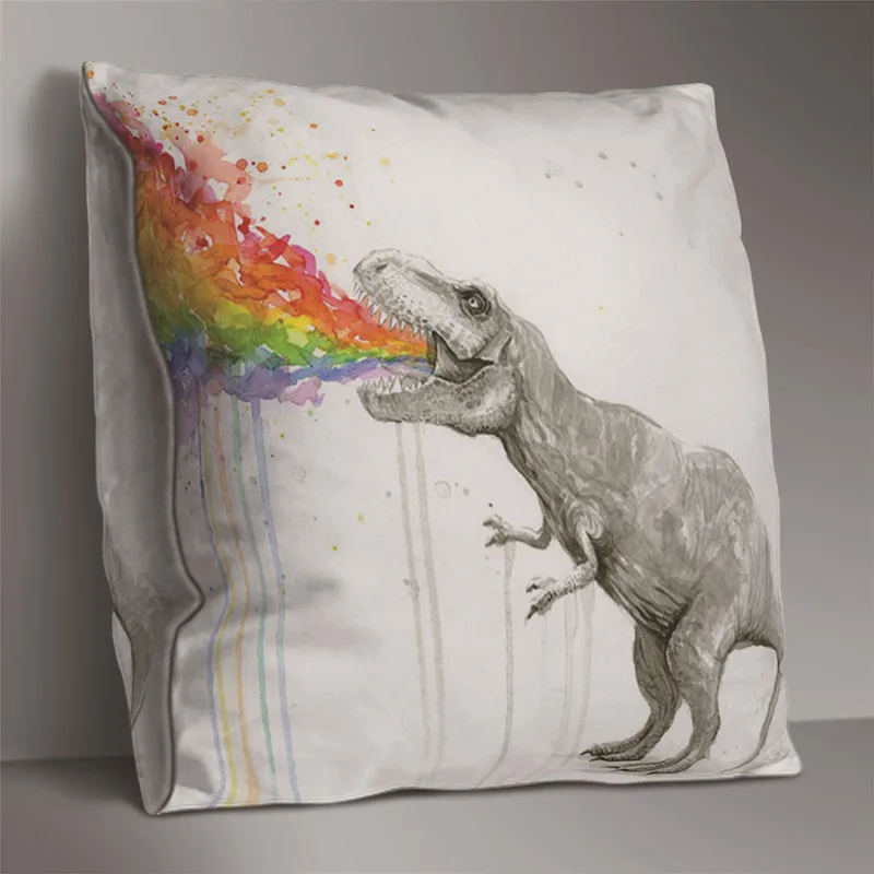 Двухсторонняя наволочка с принтом животных полиэстер радужная кошка собака слон
