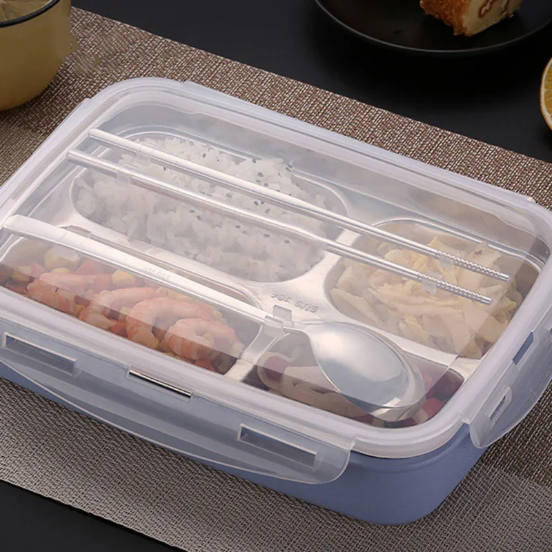 304 Bento Box изолированный Ланч бокс для фаст фуда с крытой столовой