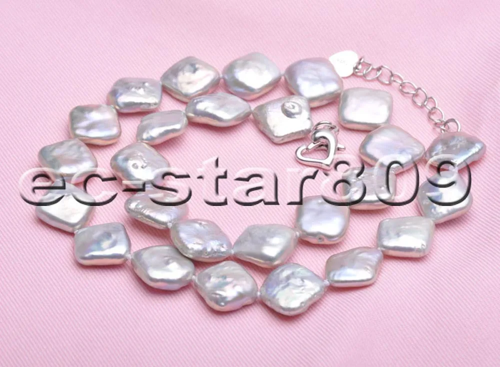 

Ожерелье P5555 из пресноводного жемчуга серого цвета с ромбовидными монетами, 19 дюймов, 13 мм