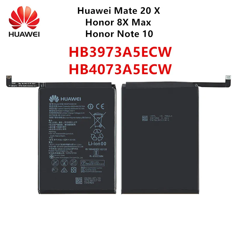 100% Orginal Huawei HB3973A5ECW HB4073A5ECW 5000mAh Battery For HUAWEI Honor 8X Max/Honor Note 10 /Mate 20X 20 X EVR-AL00