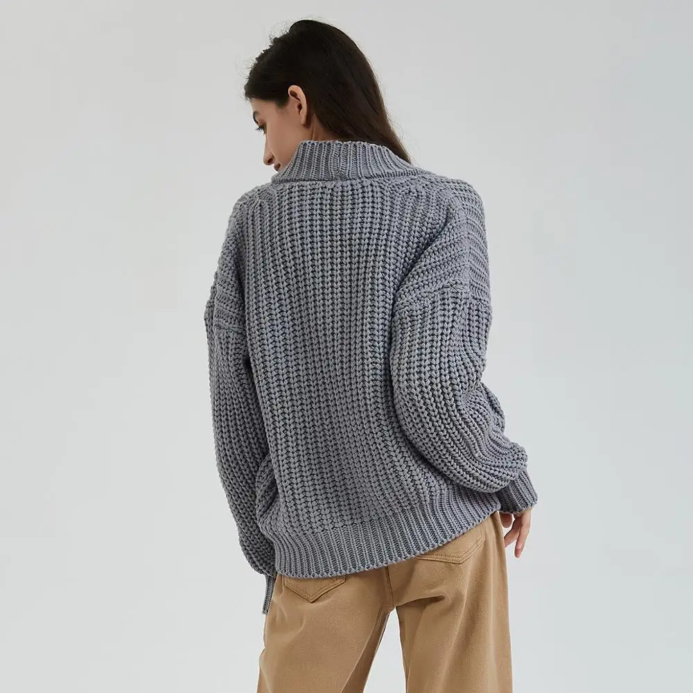 Wixra Knitted Chunky Cardigan Sweater Women Simple Solid Thick Button Clothing Sweater Stylish Tops for Female Autumn Winter