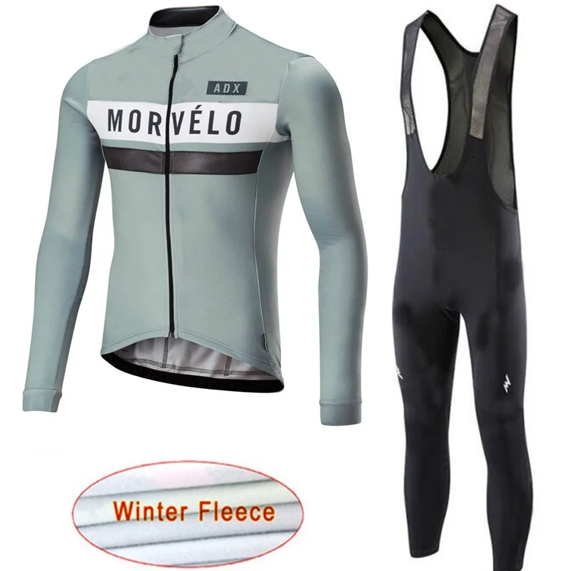 Morvelo тепловой флис мужской зимний Велоспорт Джерси Набор Ropa Ciclismo Invierno супер теплый Bkie одежда длинный 9D гелевый коврик