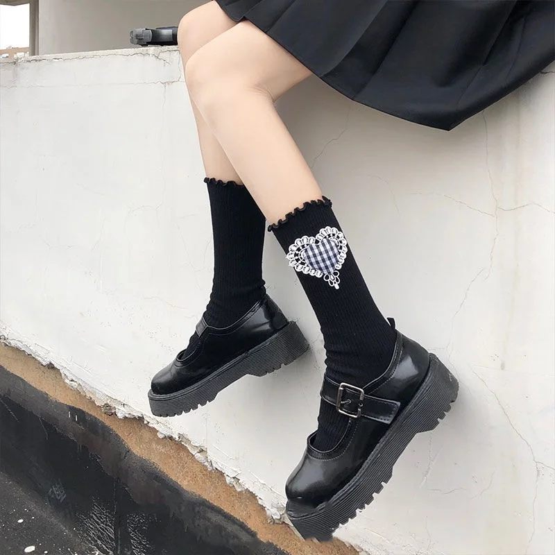 

Gothic Lolita Socks Japanese Kawaii Cosplay Accessories for Women Girls Anime Cute Hollow Out White Black Lace Adult Socks New