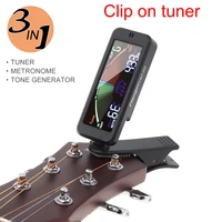 black 3 in 1 guitar tuner large lcd screen metronome generator with clip for chromatic guitar bass ukulele violin