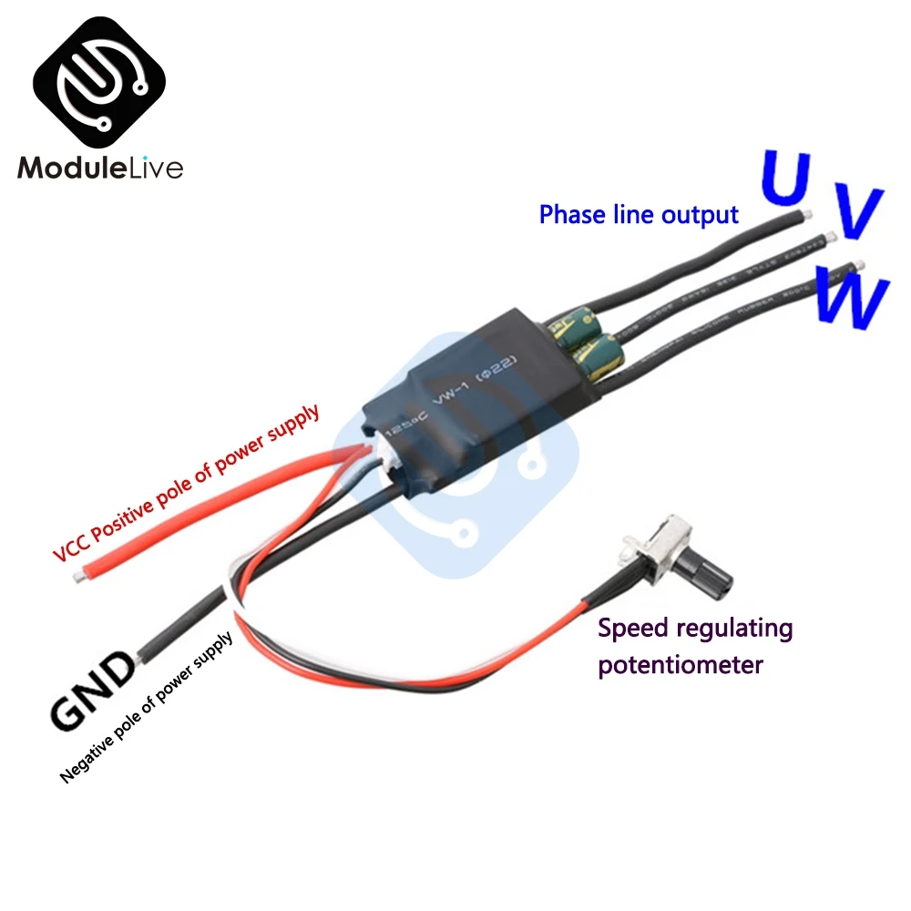 Bldc Controlador de Acionamento de Motor Fases dc sem Escova 7v24v Pwm Driver sem Graduação com Potenciômetro para Motor de 12 14 14 Polo Controlador do motor