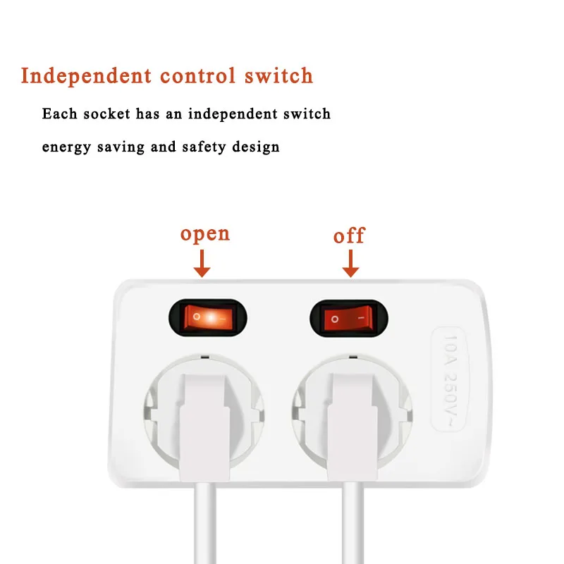 2 5 метр ЕС розетка 10A 250V электрическая для дома и офиса наращивания DE удлинитель с