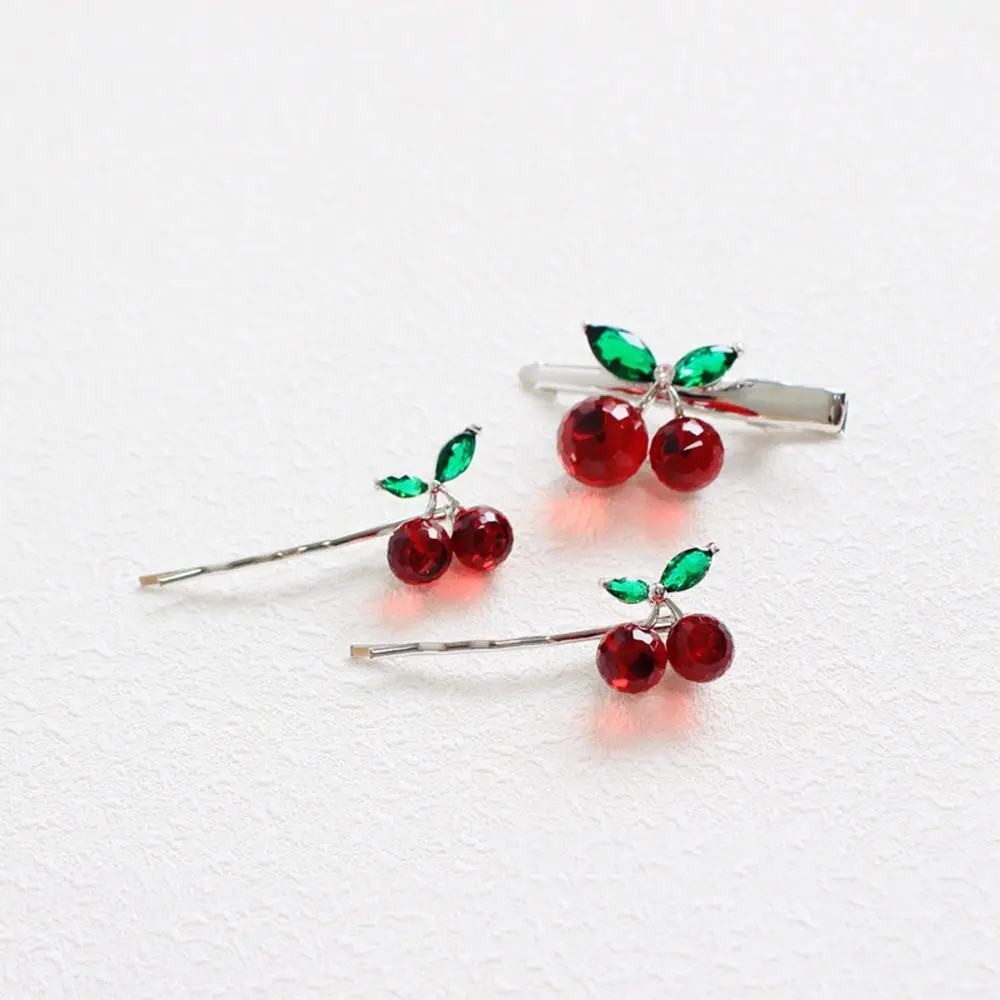 

Fashion Crystal Cherry Hair Clip Lovely Sweet Hairpins Barrette Headdress for Women Girl Hair Accessories