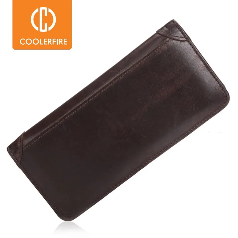 Длинный кошелек из натуральной коровьей кожи для мужчин повседневный клатч портмоне чековой книжки с